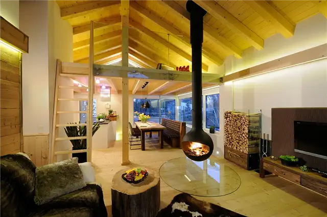 Luxuslodge - Австрия Современный подвесной камин