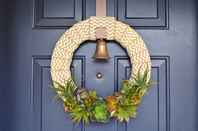 DIY (своими руками) шеврон ленты суккулент венок