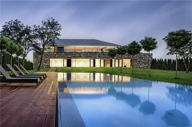Дом для наблюдения с габионными стенами I-O architects Design