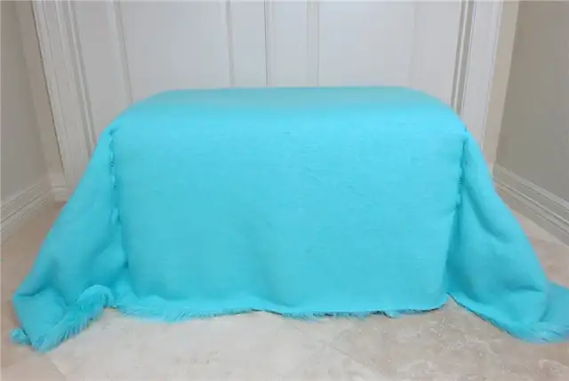 Ремонт мебели с помощью DIY (своими руками) Slip Cover - ткань на пуфике