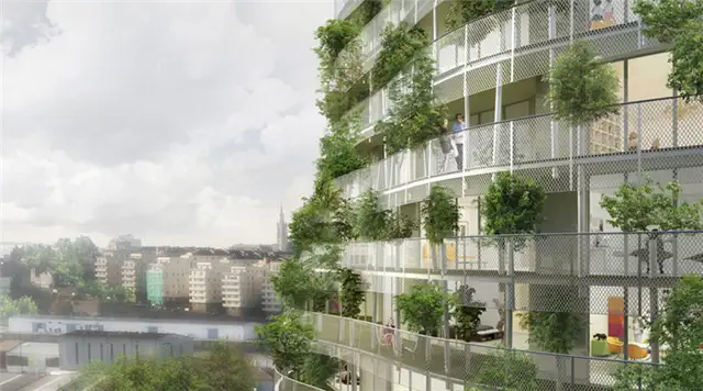 Вертикальный сад Tour Végétale de Nantes по проекту Эдуарда Франсуа