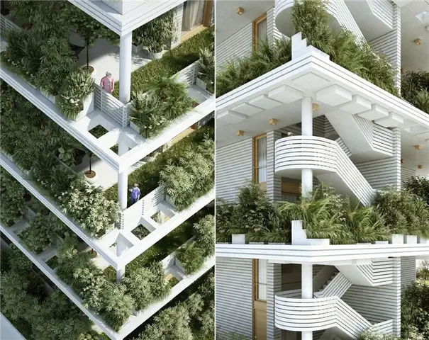 Penda Designs Sky Villas с вертикальным садом Лестница