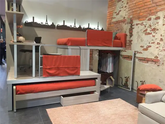 Двухъярусные кровати для детской комнаты для маленькой квартиры с несколькими идеями хранения
