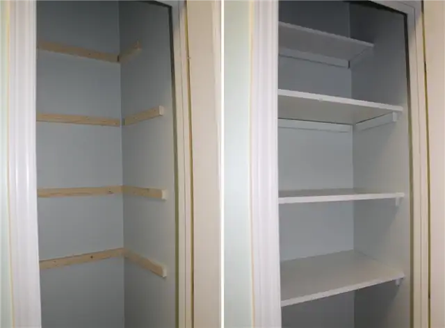Покрашенные белые деревянные полки для шкафа