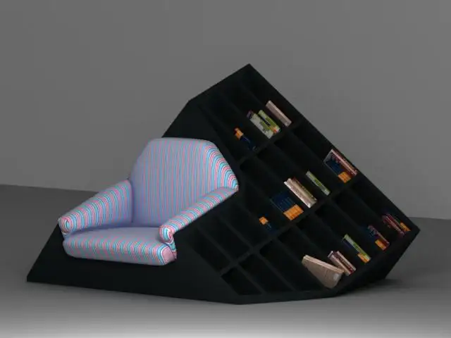Кубическое кресло с книжным шкафом
