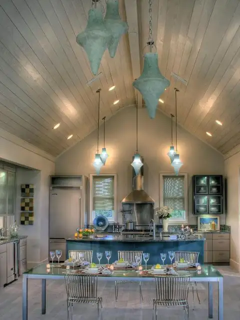 CI-St-Charles-Cabinetry_blue-taupe-kitchen-vault-ceilings
