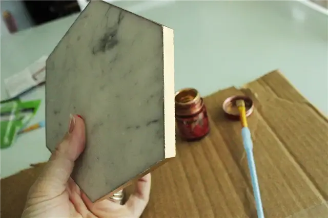 DIY (своими руками) Мраморный шестигранный поднос Золотой лист