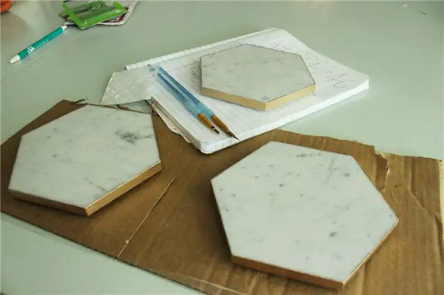 DIY (своими руками) Мраморный шестигранный поднос закончен