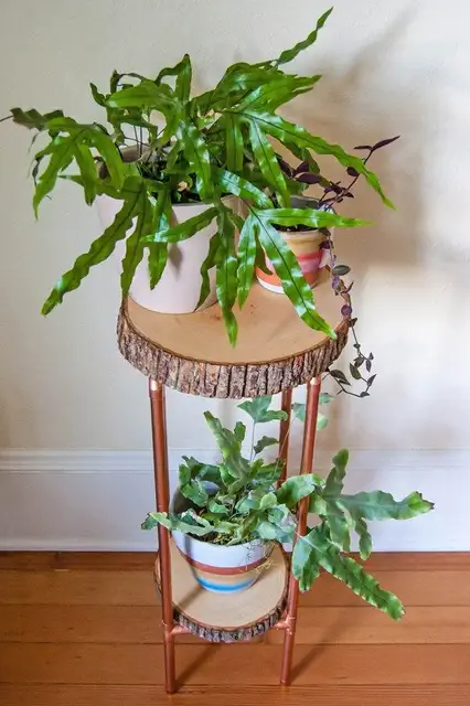 Diy медной трубы дерева и срез стол