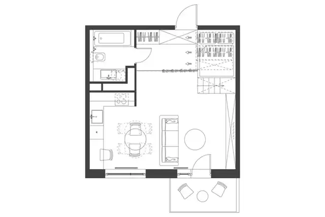 Маленькая квартира 35 м² от студии Бази - план