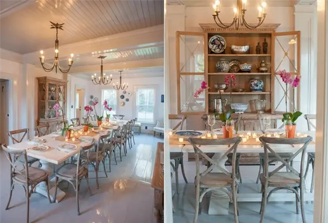 farmhouse-dining-room-with-orchids-decoration