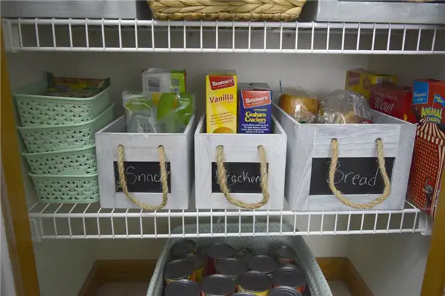 Корзины для хранения продуктов с этикеткой